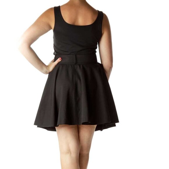 Full Circle Black Belted Flared Skirt - Picture 2 of 3
